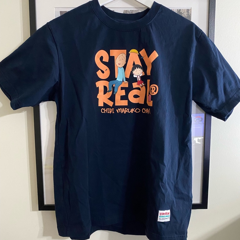 Stay Real Chibi Maruko Chan Navy Tee